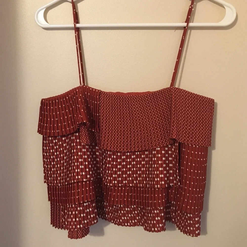 Polka dot ruffle tiered top